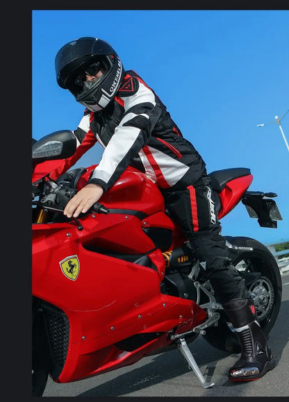 JG Wolf Men's Motorcycle Boots, Breathable Leather Motocross Boots, Reflective Motorcycle Boots, Black Racing Boots, Non-Slip