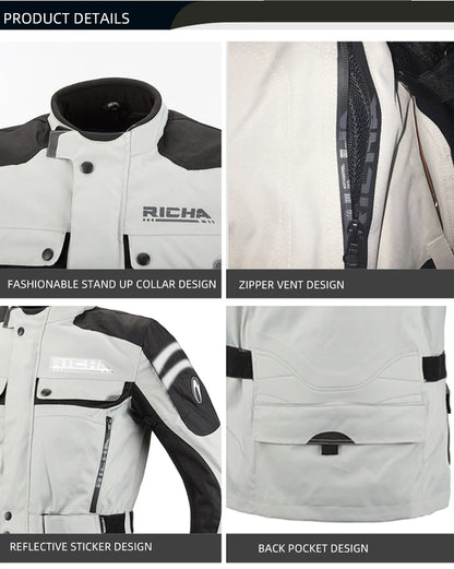 RICHA Moottoripyöräpuku Talveen - CE-Suojattu Vedenpitävä Takki ja Housut