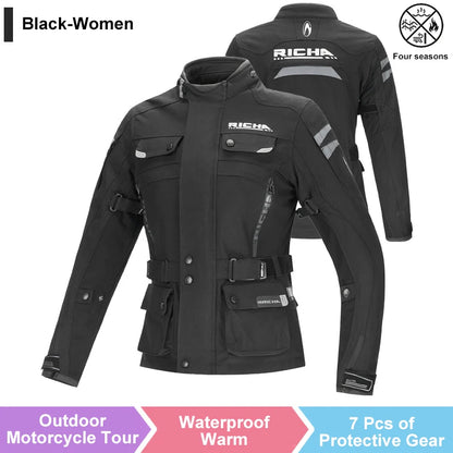 RICHA Moottoripyöräpuku - CE-Suojattu Vedenpitävä 10000mm Takki ja Housut