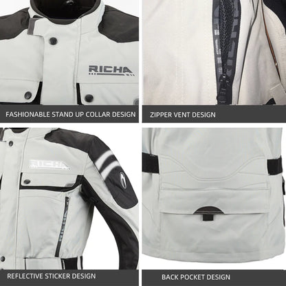 RICHA Moottoripyöräpuku Talveen - CE-Suojattu Vedenpitävä Takki ja Housut