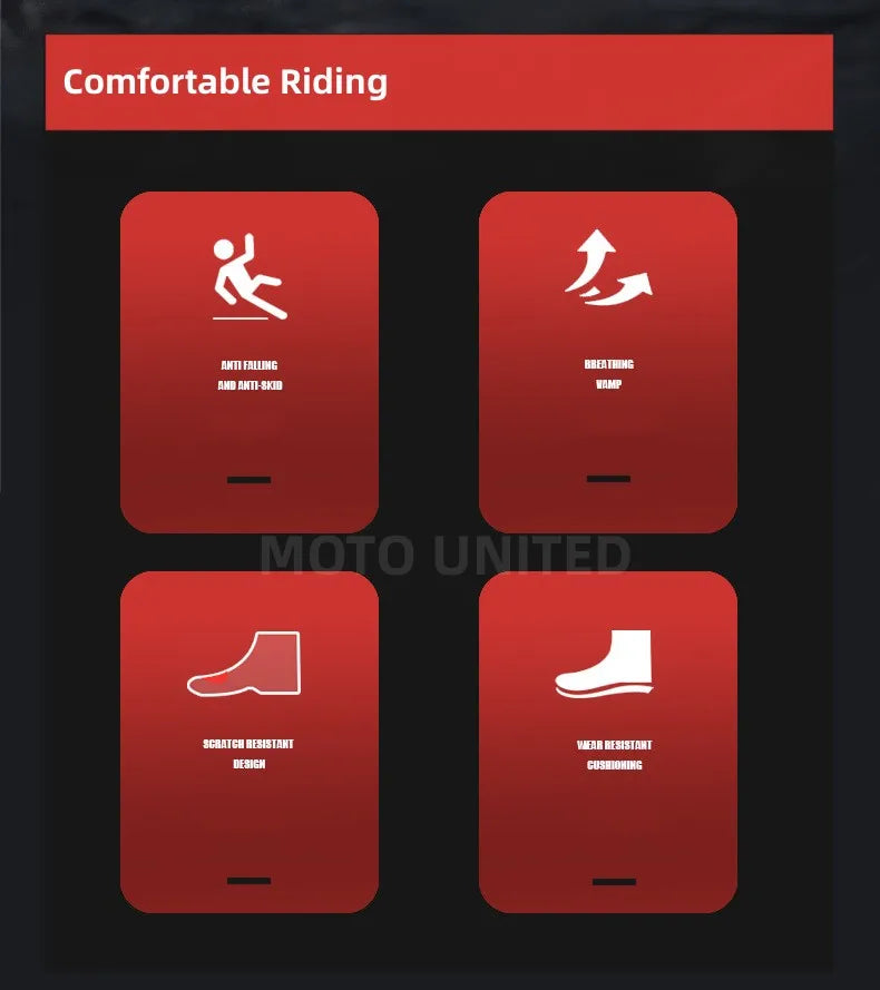 JG Wolf Men's Motorcycle Boots, Breathable Leather Motocross Boots, Reflective Motorcycle Boots, Black Racing Boots, Non-Slip