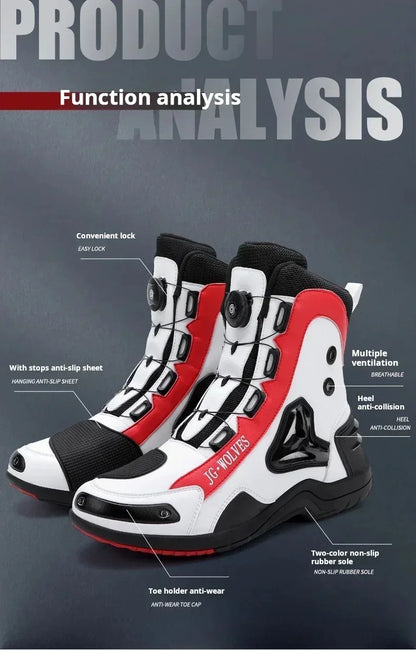 JG-Wolf Waterproof Motorcycle Boots Men Women Off-road Adventure Motorbike Boots Casual Riding Shoes Leather Motorcyclist Shoes