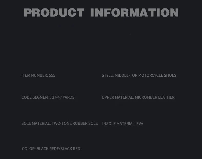 JG Wolf Men's Motorcycle Boots, Breathable Leather Motocross Boots, Reflective Motorcycle Boots, Black Racing Boots, Non-Slip