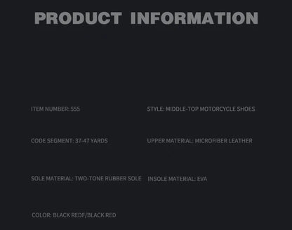 JG Wolf Men's Motorcycle Boots, Breathable Leather Motocross Boots, Reflective Motorcycle Boots, Black Racing Boots, Non-Slip