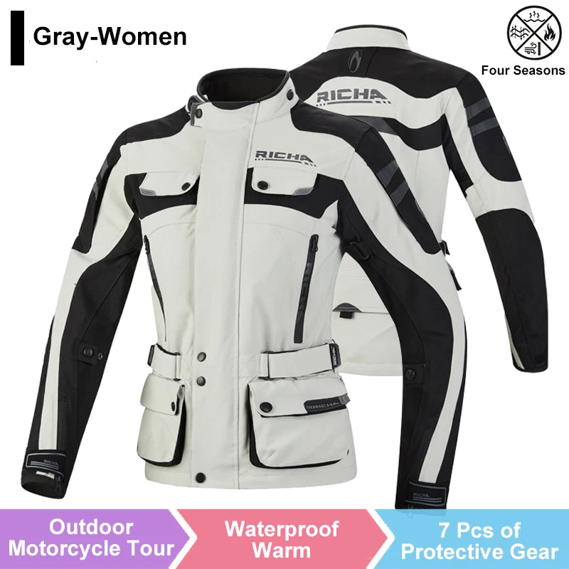 RICHA Moottoripyöräpuku - CE-Suojattu Vedenpitävä 10000mm Takki ja Housut