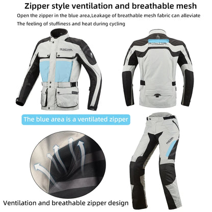 RICHA Moottoripyöräpuku Talveen - CE-Suojattu Vedenpitävä Takki ja Housut