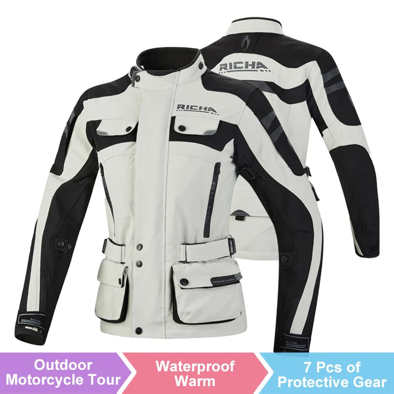 RICHA Moottoripyöräpuku Talveen - CE-Suojattu Vedenpitävä Takki ja Housut