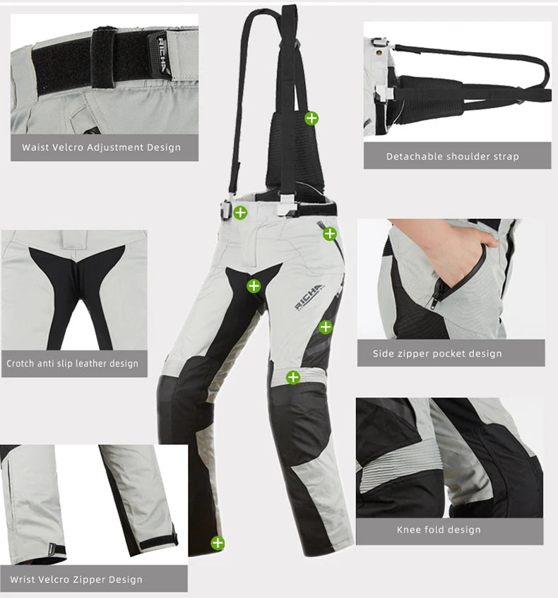 RICHA Moottoripyöräpuku Talveen - CE-Suojattu Vedenpitävä Takki ja Housut