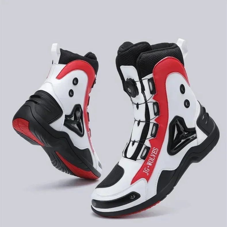 JG-Wolf Waterproof Motorcycle Boots Men Women Off-road Adventure Motorbike Boots Casual Riding Shoes Leather Motorcyclist Shoes