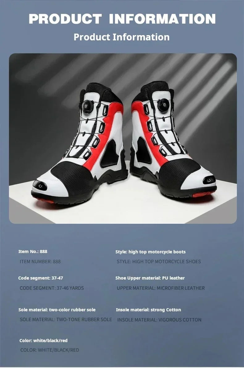 JG-Wolf Waterproof Motorcycle Boots Men Women Off-road Adventure Motorbike Boots Casual Riding Shoes Leather Motorcyclist Shoes