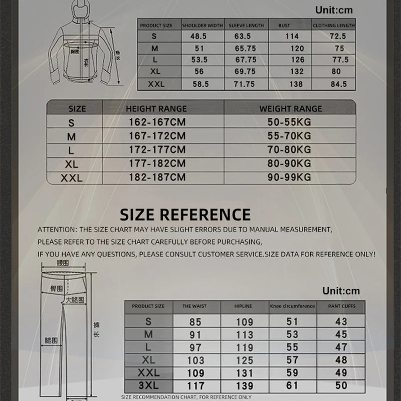 RICHA Moottoripyöräpuku - CE-Suojattu Vedenpitävä 10000mm Takki ja Housut