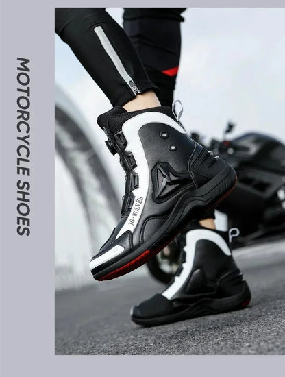 JG-Wolf Waterproof Motorcycle Boots Men Women Off-road Adventure Motorbike Boots Casual Riding Shoes Leather Motorcyclist Shoes
