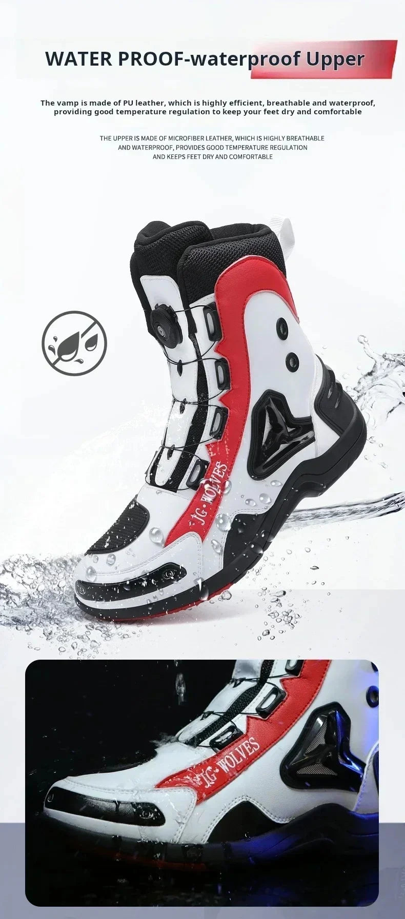 JG-Wolf Waterproof Motorcycle Boots Men Women Off-road Adventure Motorbike Boots Casual Riding Shoes Leather Motorcyclist Shoes