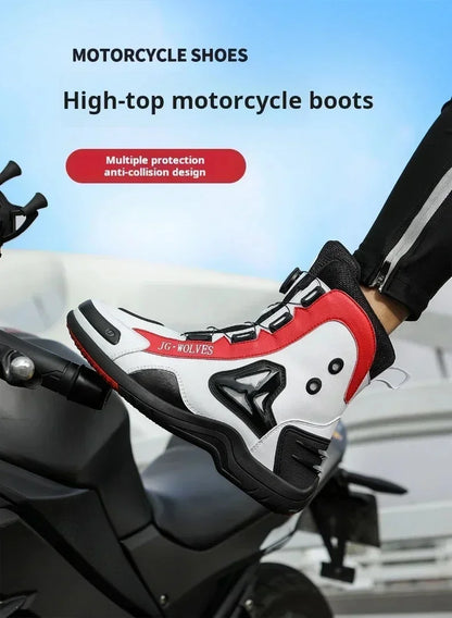 JG-Wolf Waterproof Motorcycle Boots Men Women Off-road Adventure Motorbike Boots Casual Riding Shoes Leather Motorcyclist Shoes