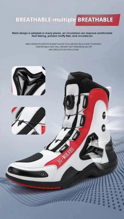 JG-Wolf Waterproof Motorcycle Boots Men Women Off-road Adventure Motorbike Boots Casual Riding Shoes Leather Motorcyclist Shoes