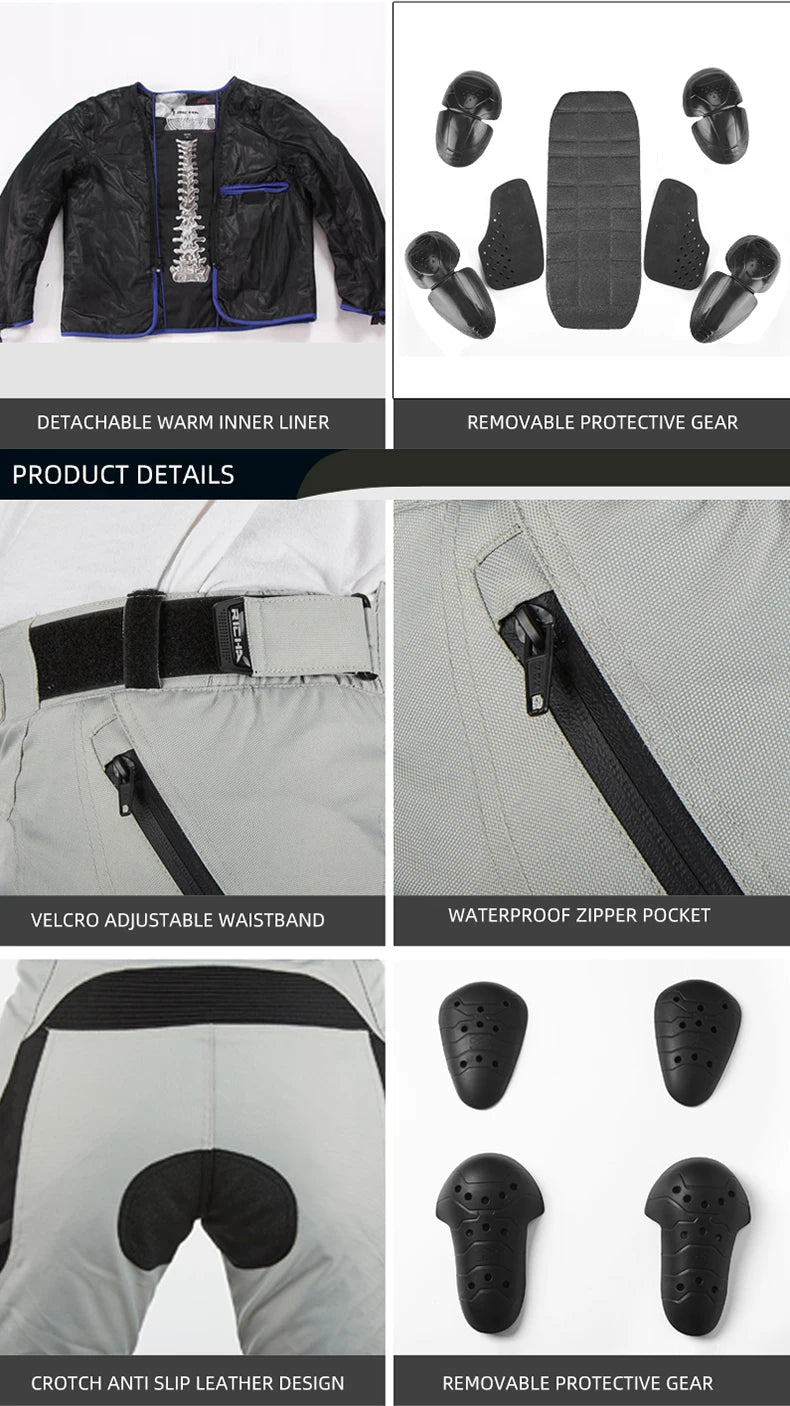 RICHA Moottoripyöräpuku Talveen - CE-Suojattu Vedenpitävä Takki ja Housut