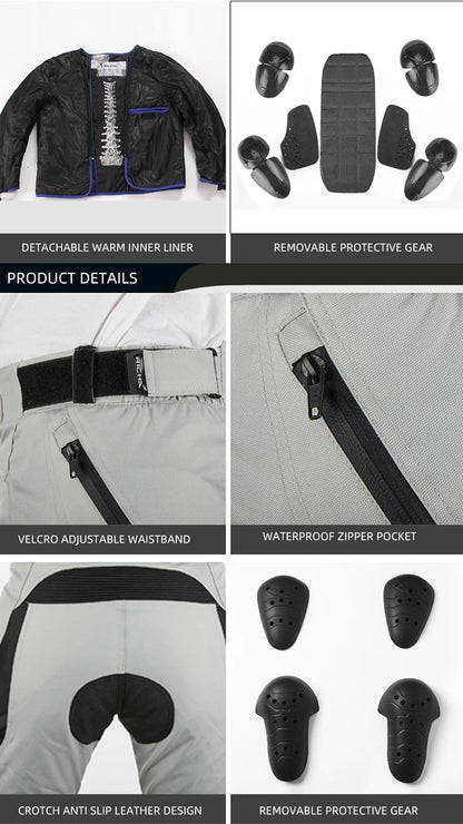 RICHA Moottoripyöräpuku Talveen - CE-Suojattu Vedenpitävä Takki ja Housut