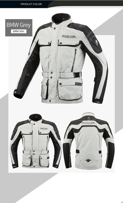 RICHA Moottoripyöräpuku Talveen - CE-Suojattu Vedenpitävä Takki ja Housut