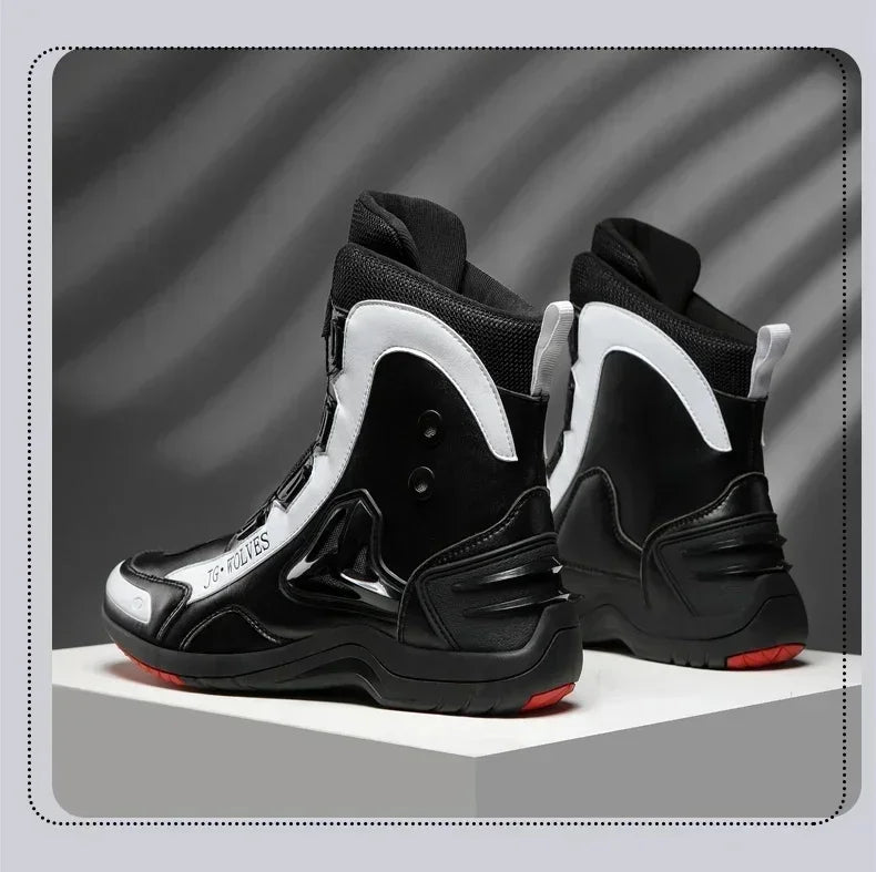 JG-Wolf Waterproof Motorcycle Boots Men Women Off-road Adventure Motorbike Boots Casual Riding Shoes Leather Motorcyclist Shoes